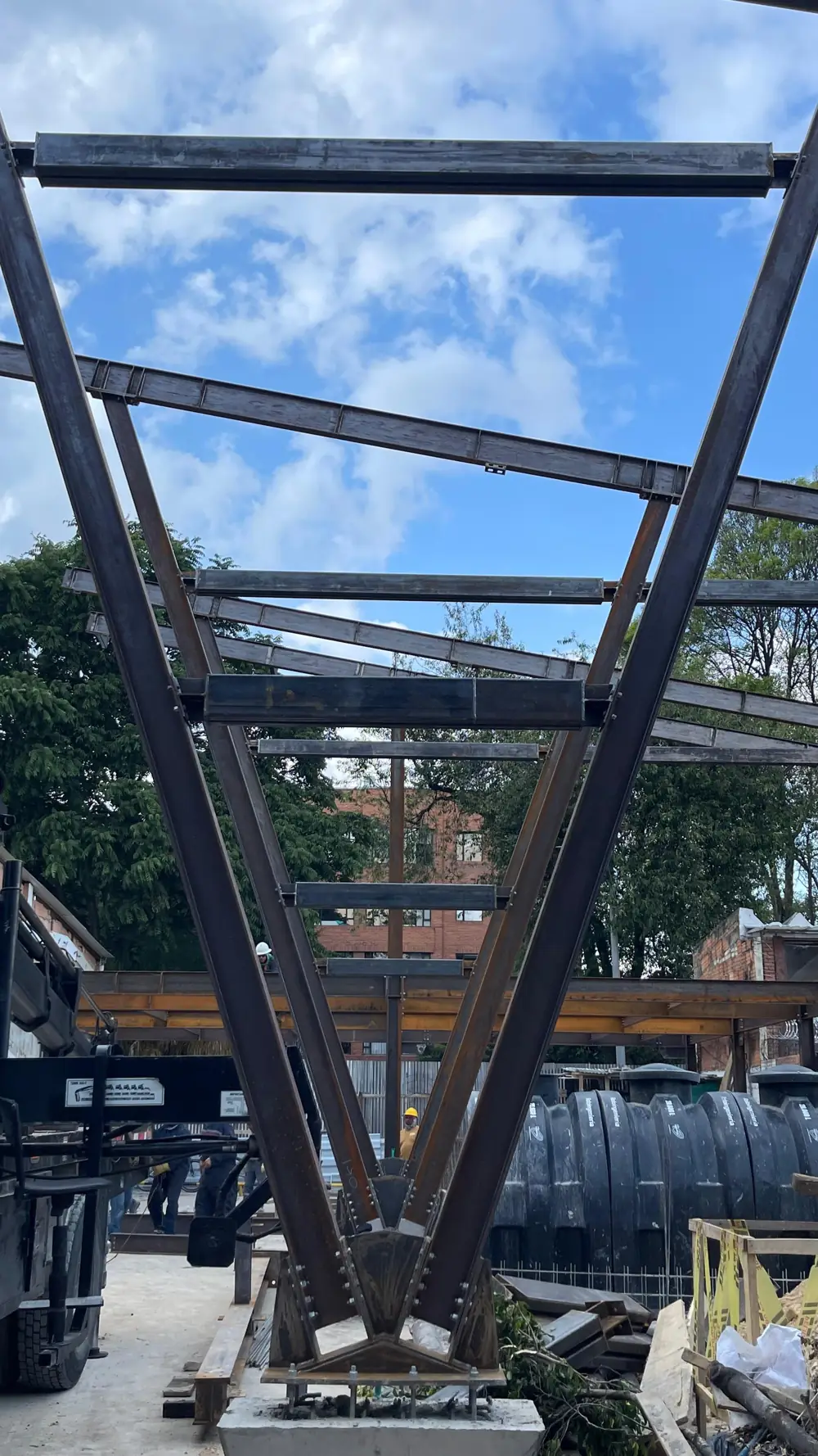 Columnas en V con base pernada
